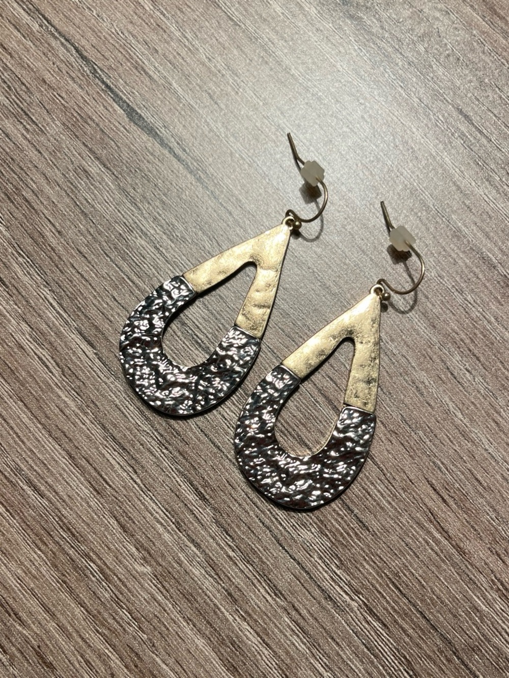 Two-Tone Teardrop Dangle Earrings - Gold and Silver